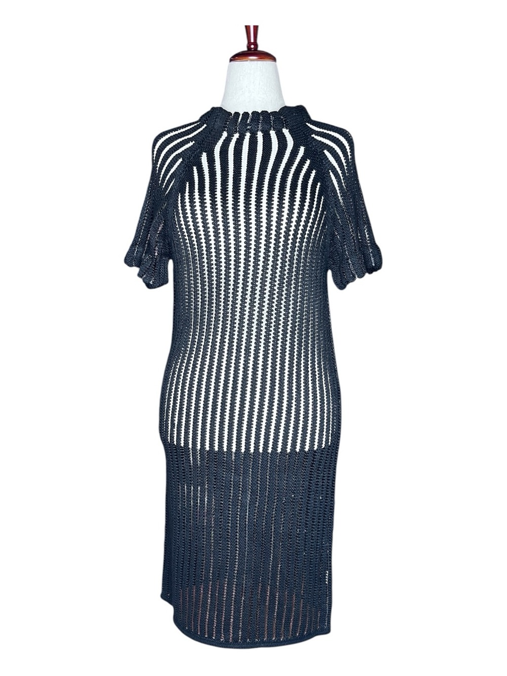 Black Knitted Midi With Clear Netting Whimsigoth Streetwear M